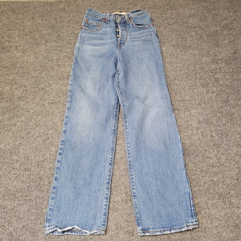 Levi's Jeans Womens 24 Blue Ribcage Straight Ankle High Rise Button Fly Denim